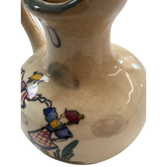 Vintage L & M Inc Oil Pitcher Cruet & Lid Dancing Dutch Figures - Picture 8 of 11